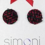 Black And Red Hand-woven Earrings
