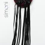 Red And Black Hand-woven Fringed Brooch