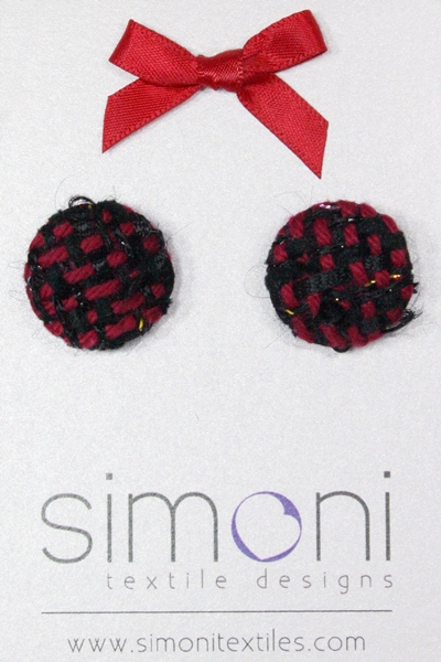 Black And Red Hand-woven Earrings