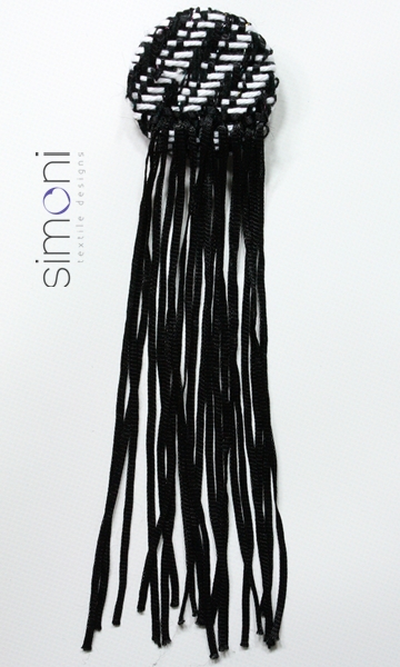 Black And White Fringed Brooch